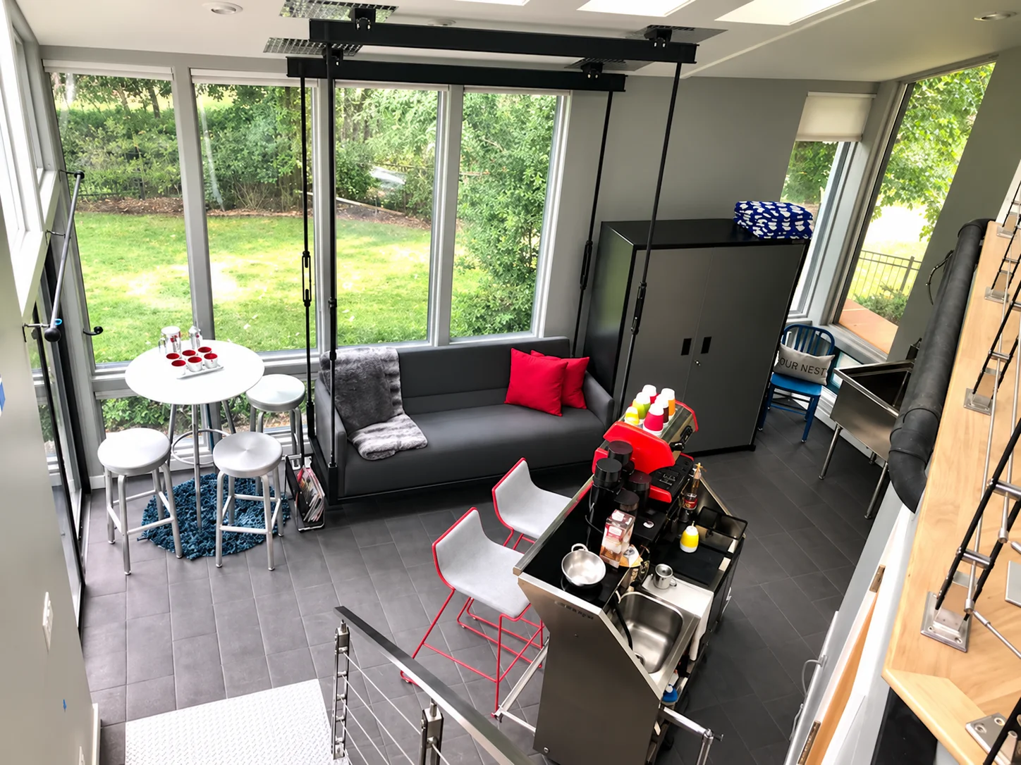 Overhead view of the sunroom seating area